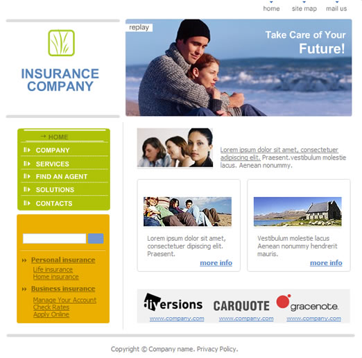 assicurazioni: siti web standard con template per agenzie di assicurazioni - MM3 Communication